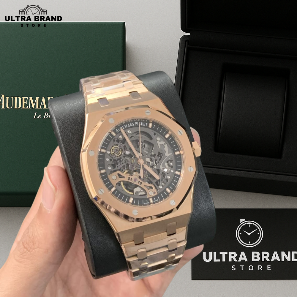 Audemars Piguet Royal Oak Skeleton Rose Gold Ref15407 Super Clone Replica - Image 3