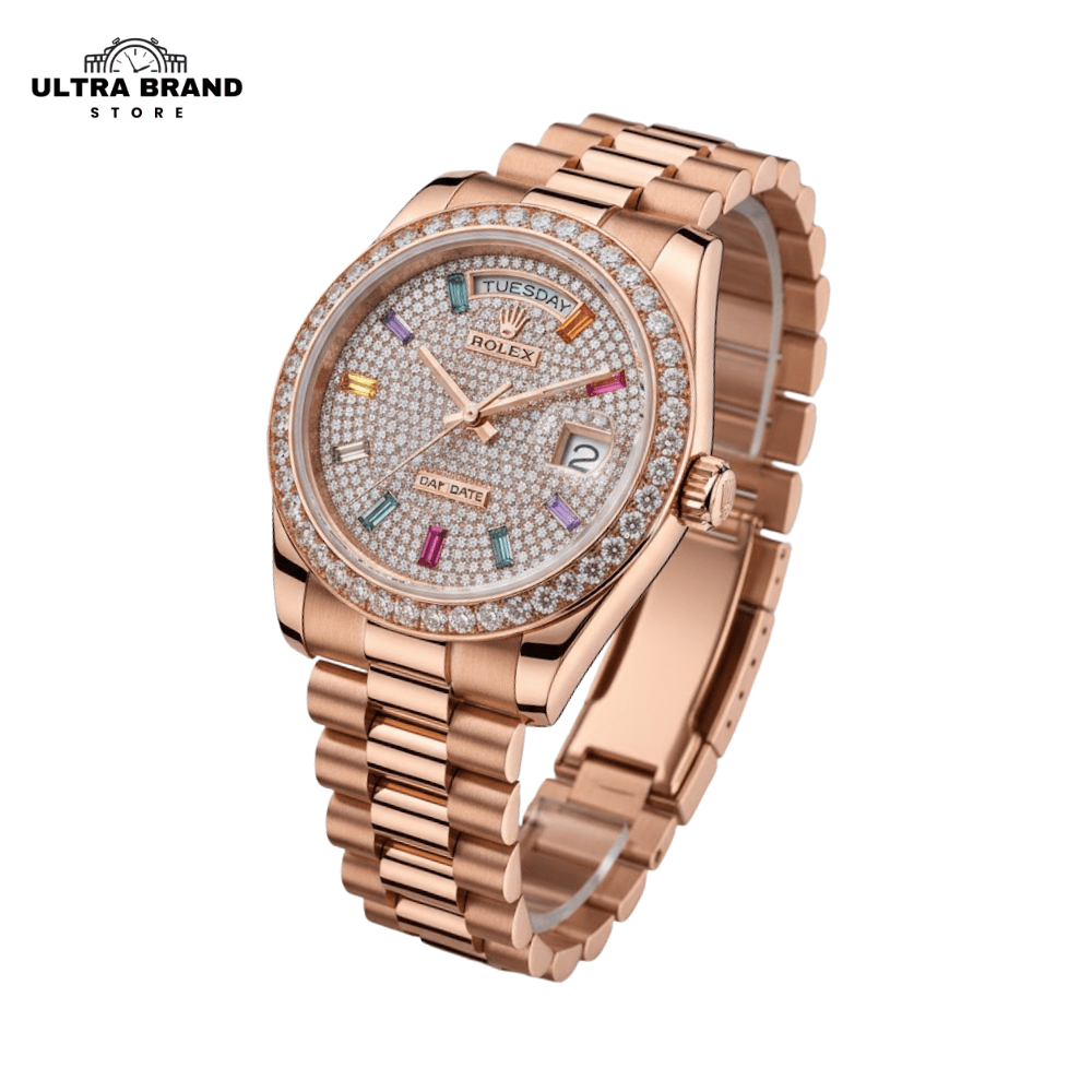 Iced Out Rolex Day-Date 40 Rose Gold