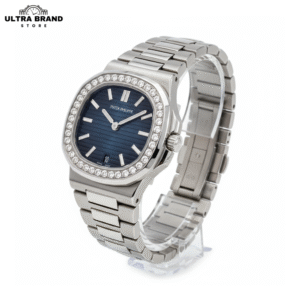 Patek Philippe Ladies Nautilus 7118/1200A Stainless Steel Blue Dial Diamond Hour Markers Super Clone
