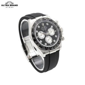 Rolex Daytona White Gold Oysterflex Black Dial Diamond Hour Markers 4131 Clone Movement