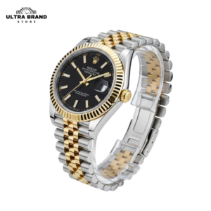 Clone Rolex Datejust Jubilee Two Tone Yellow Gold Black Dial Swiss Movement