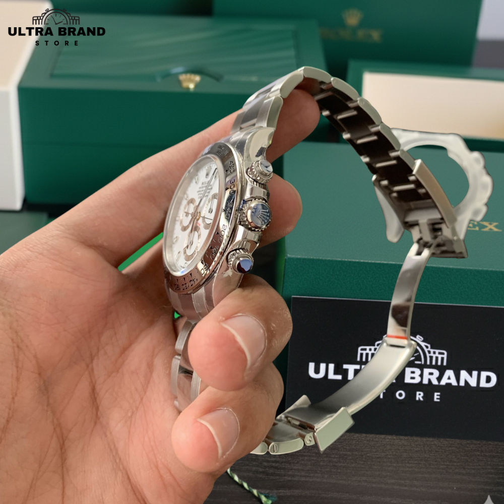 Fake Rolex Daytona Ref.116520 White Dial Stainless Steel Bezel 4130 Movement - Image 3