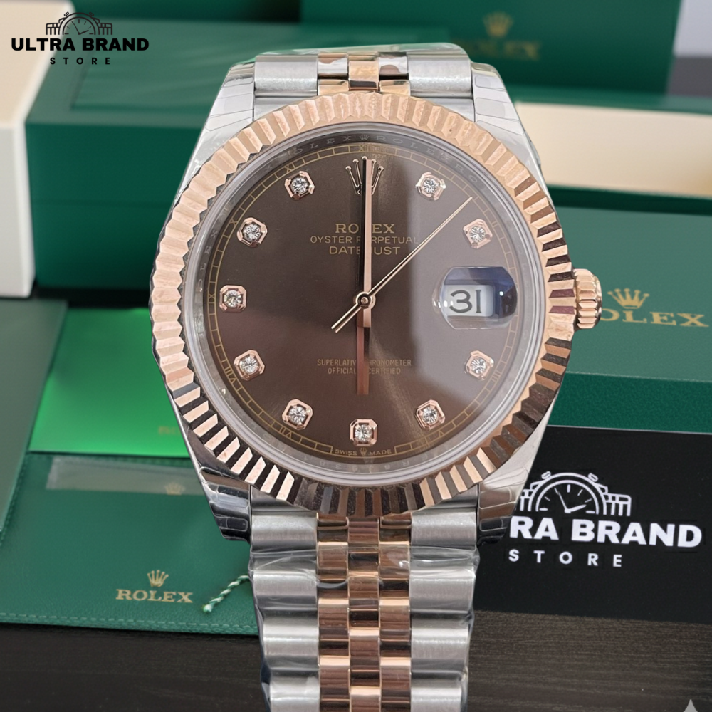 Rolex Datejust Rose Gold Two-Tone Chocolate Dial Swiss 3235 Movement Super Copy - Image 2