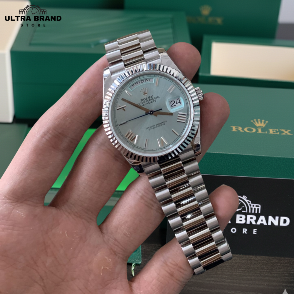 Rolex Day Date 40 Platinum Ice Blue Dial Super Clone - Image 2