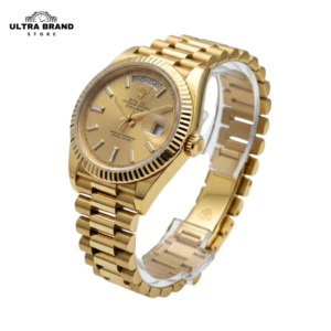 Rolex Day-Date 40 Yellow Gold Champagne Dial Baguette Diamond Hour Markers Clone