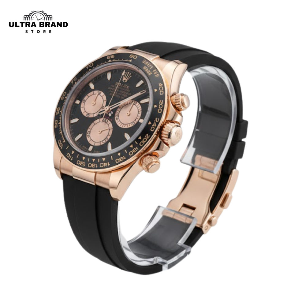 Rolex Daytona Rose Gold Oysterflex Black Dial Best Super clone
