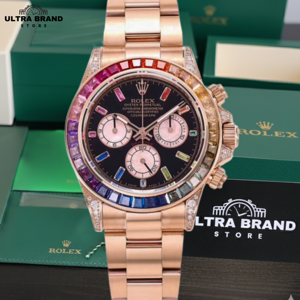 Super Clone Rolex Daytona Rainbow Rose Gold Swiss 4130 Movement - Image 3